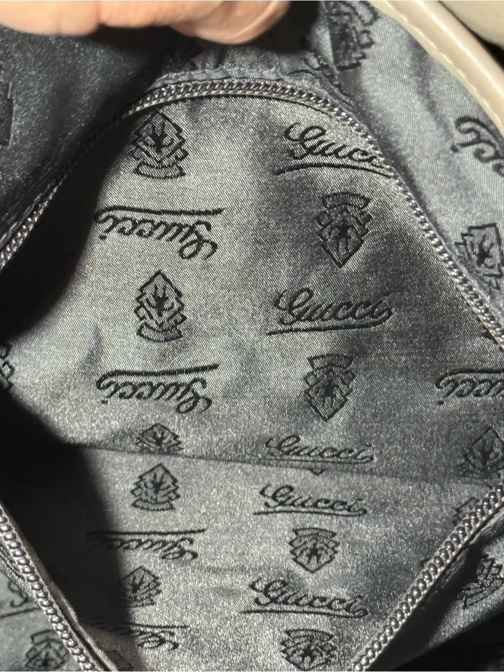 Gucci Taupe Brown Embossed Leather Messenger Bag